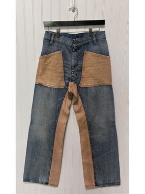 DIESEL Vintage Hybrid Baggy Muddy Patch Patchwork Blue Jeans Mens Size 29 x 32